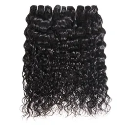 Brazilian Virgin Hair Water Wave 3 Bundles Wet And Wavy Virgin Brazilian Human Hair Bundles Malaysian Curly Weave Hair Extensions