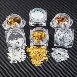 6 Box Nail Art Irregular Laser Glitter Flake Glass Paper Foil Sequin Slice Paillette Decals Decoration Accessories Manicure Tool