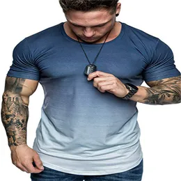 Men's T-Shirts Mens T Shirts Gradient Short Sleeve T-shirt Fashion Washed Round Neck Tee Retro Loose High Street Casual