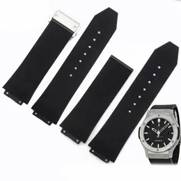 Watch Accessories 23mm 26mm 28mm Men Women Stainless Steel Deployment Clasp Black Diving Silicone Rubber Watch Band Strap for HUB Big Bang