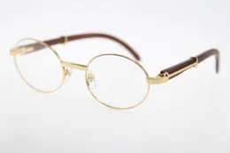 高品質の熱い卸売51551348金の木の眼鏡の女性の丸いヴィンテージの金属メガネファッションアイウェアボックスcの装飾