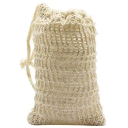 Duschbad Sisal Soap Bag Natural Sisal Soap Bag Exfoliating Saver Pouch Holder 50pcs1218c