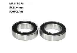 500pcs/lot MR115RS MR115-2RS MR115 RS 2RS 5x11x4 mm Rubber sealed deep groove Ball Bearing Miniature 5*11*4mm