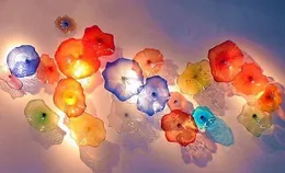 Moderna inomhus dekorativa murano lampor blomma tallrik lampa färgrik stil handblåst glas hängande tallrikar väggkonst