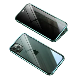 Casos privacidade antipeeping adsorção magnética completa caixa de vidro temperado para iphone 11 pro max 11 xs max xr xs 8 7 6 s10 note10