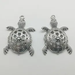 10 sztuk Duże żółwie morskie Zwierząt Charms Wisiorki Retro Biżuteria Akcesoria DIY Antique Silver Wisiorek Dla Bransoletka Kolczyki Brelok 55 * 38mm