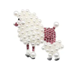 1pcs/ Fashion Jewelry Lovely Silver Tone Poodle Brooches Alloy Pearl Rhinestone Animal Dog Pin Brooch