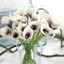 オランダカイウリリー造花シルクプラスチック人工花束ブライダルウェディングブーケ家の装飾偽の花