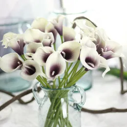 Calla Lilly falska blommor Sidenplast konstgjorda buketter för brudbröllopsbukett Heminredning falska blommor