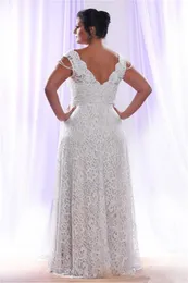 Abiti formali da sera economici Plus Size in pizzo pieno con maniche lunghe rimovibili scollo a V Abiti da sposa Lunghezza pavimento A Line abito da ballo1908