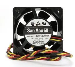 Original Sanyo 109R0612H456 DC12V 0.11A 60x60x25MM Tachometer Signal 3Lines Cooling fan