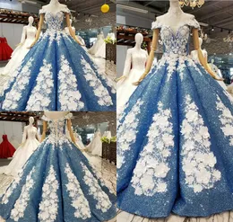 Luxury Sequined Prom Klänningar Av Skulder Ruffles 3D Blommorapplikationer Pärlor Special Occasion Dress Evening Wear Custom Made Pageant