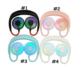 Mini ventilatore da collo pieghevole con archetto da collo USB Raffreddamento LED Ventilatore da collo Campeggio Turismo Regalo Bambini Dispositivo di raffreddamento estivo Accessori per cartoni animati CCA11785-A 10 pezzi