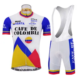 Cafe de Colombia Retro 2022 Pro Team Men's Cycling Jersey Set manica corta Bicycle Bicycle Estate Abbigliamento da ciclismo Maillot Ciclism