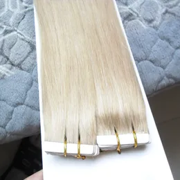 Nowy Dziewiczy Brazylijski Prosta Skóra Weft Hair Extensions 40 Sztuk Taśma w Ludzkich Hair Extensions Wszystkie kolory Niewidzialne skóry Wefts PU Taśma na włosy