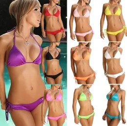 Stroje kąpielowe bikini eleganckie 11 kolorowe lęki bikini string paski stroje kąpielowe dzielone lam