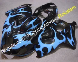 Suzuki Cowling GSXR1300 99-07 GSX-R1300 1999-2007 오토바이 블루 불꽃 검은 바디 애프터 마켓 키트 페어링 (사출 성형)