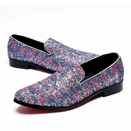 2020 Colorful Glitter Men Loafers Smoking Slipper Casual male paty prom shoes Wedding Dress Men's Flats Plus Size Summer Slippers