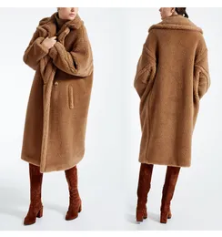 Estrela com o mesmo urso de pelúcia casaco de pele de cordeiro imitação de pele acolchoado casaco feminino casaco de pelúcia urso
