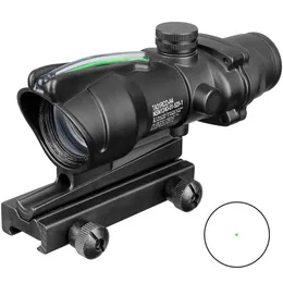 Trijicon Hunting Scope Acog 1x32 Tactical Red Dot Sight Real Green Fiber Optic Riflescope with Picatinny Rail