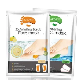 2 unidades / par Máscara esfoliante de limão para pés Hidratante Hidratante Clareador Cuidados com os pés Remover pele morta Peeling de pés Máscara para pés Mascarilla Esfoliante Para Pies De Limon