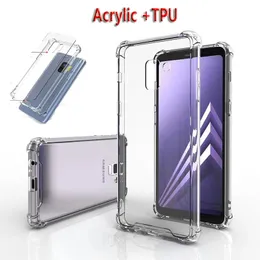 Mobiltelefonfodral transparent akrylfodral med stötfångare klar hård rygg colver stötsäker telefonfodral för iPhone 15 14 13 12 XR XS Max Obs 20U S22 A50 Huawei LG 34LI