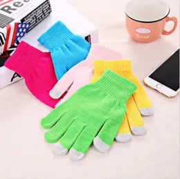 Inverno Mantenha luvas quentes móvel inteligente tela do telefone toque Luva coloridos Adultos malha Mittens Hot Venda 1 6ms B 65pcs