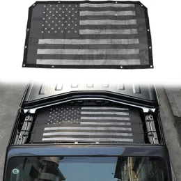 Schwarzes Front-Mesh-Schatten-Dach-Isolierungsnetz (US-Flagge) für Jeep Wrangler JL 2018+ 2- oder 4-türiges Auto-Außenzubehör