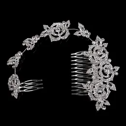 Ny ankomst Fairy Floral Bridal Hair Comb Crytal Rhinestone Bröllopsfest Hårtillbehör Formell Alloy Event Headpiece