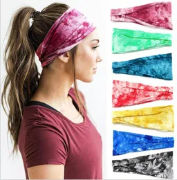 Tie Dye Boho Wide Bomull Stretch Kvinnor Flickor Headband Fascinator Hair Accessoarer Turban Headwear Bandage Hair Bands Bandana Headpiece