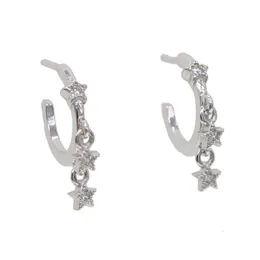 Hurtownie-mini koło Hoop Star Charm Earring Dla Kobiet 925 Silver Silver Christmas Gift Delicis Dainty Silver Jewelry