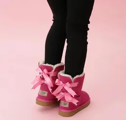 キッズブーツ本革幼児スノーブーツソリッドボタンデニーブ冬の女の子履物幼児女の子ブーツ