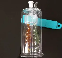 Spiral cylindrisk krok Vattenglas Bongs Tillbehör, Glas Rökpipor Färgrik Mini Multi-Colors Handrör Bästa Skedglasrör