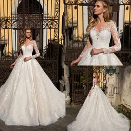 Lussano Bridal 2019 Abiti da sposa Appliques in pizzo Abiti da sposa manica lunga Taglie forti Abito da ballo Castle Abito da sposa robe de mari￩e