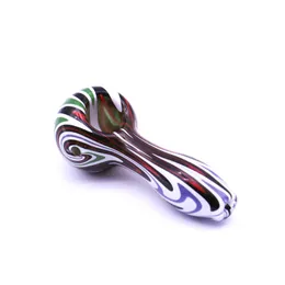 Rökning Glasrör Fantasy Stripe 4 "Spoon Pipe Bubbler för torr ört