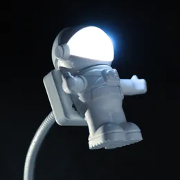Vit Flexibel Spaceman Astronaut USB Tube LED Night Light Lampa för dator Laptop PC Notebook Läsa Portable DC 5V