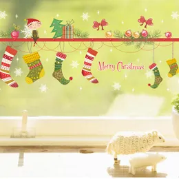 2019 زينة عيد الميلاد ملصقات الحائط سانتا كلوز جورب الثلج الجدار شارات
