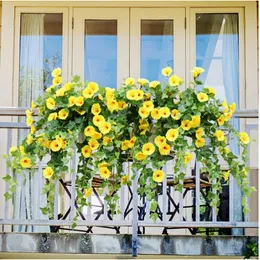 65.5cm 25 heads Fake Silk Hanging Plant Vine Simulation Artificial Flower Morning Glory Wall Garland Wedding Home Party DIY Decor