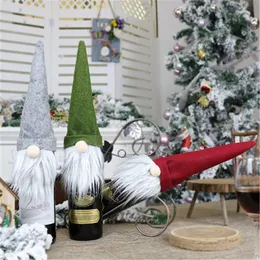 Świąteczna butelka do lalki bez twarzy Nordic Land God Santa Claus Champagne Bottle Cover Nowy Rok Dekoracja