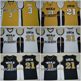 Wake Forest Demon Deacons College Baskettröjor Tim 21 Duncan Chris 3 Paul Skjortor Billiga University Stitched Basketball Jersey S-XXL