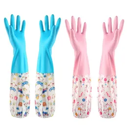 New Housekeeping Kitchen Cleaning PVC Gloves Household Warm Durable Waterproof Dishwashing Glove Water Dust Cleaning LX1938