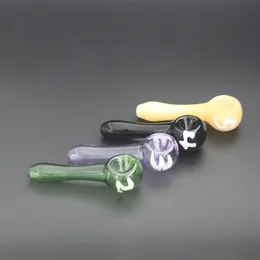 Digital logotyp Mini Glass Spoon Water Pipes 4 inches Heady Pipe Bubbler Bowls rökrör för tobak