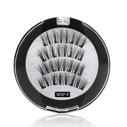 Natural Long magnetic lashes handmade 4 magnets false eyelashes no adhesive needed easy to apply fake lashes ML007 DHL Free