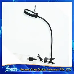 Freeshipping 100-240V 5X Lente d'ingrandimento per tubi universale LED Illuminante Lente d'ingrandimento da tavolo con clip di fissaggio in metallo per la lettura