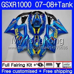 7Geschenke+Tank für Suzuki GSXR-1000 K7 GSX-R1000 GSXR 1000 07 08 301HM.11 GSXR1000 07 08 Karosserie GSX R1000 2007 2008 Factory Blue Hot Verkleidungen