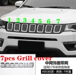 High quality ABS chrome 7pcs car grill decoration cover,protection frame for Jeep compass 2017-2019