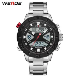 Weide Luxury Brand Quartz Digital Movement Metal Case Black Strap Lysous Chronograph Calendar Män Armbandsur Relogio Masculino