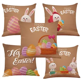 caldo Buona Pasqua Federa Cartoon Poliestere ramiè Fodera per cuscino del divano Cuscino Coniglio fodera per cuscino Tessili per la casa per ufficio T2I5740