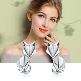 S925 Srebro Kolczyki Silver Unicorn Ear Stud Fox Ear Pierścień Biżuteria Prezenty Dla Kobiet Dziewczyn