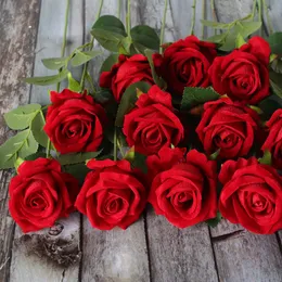 Flannelette Róża Walentynki Bukiet Pojedynczy Symulacja Kwiat Dekoracje Ślubne Kwiat Party Dekoracji Dostawy T9i00361